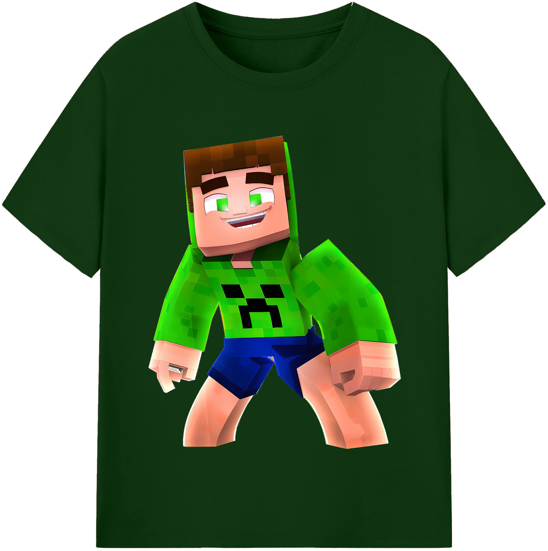 （画像用） マインクラフト ブロックの世界 Minecraft MC Block world 綿100％半袖Tシャツ（フロントプリント）